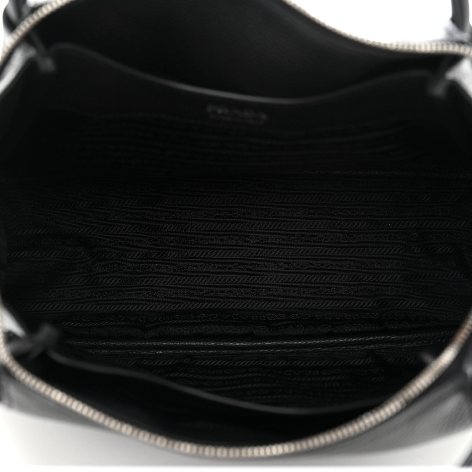 Prada Vitello Daino Soft Medium Zippered Top Handle Bag Black 5 of 9