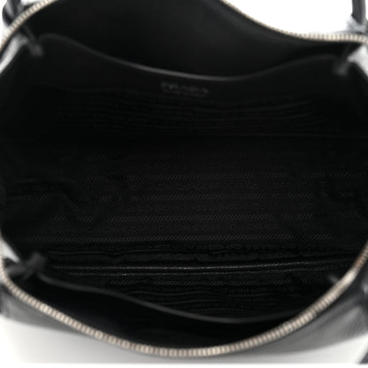 Prada Vitello Daino Soft Medium Zippered Top Handle Bag Black 5 of 9