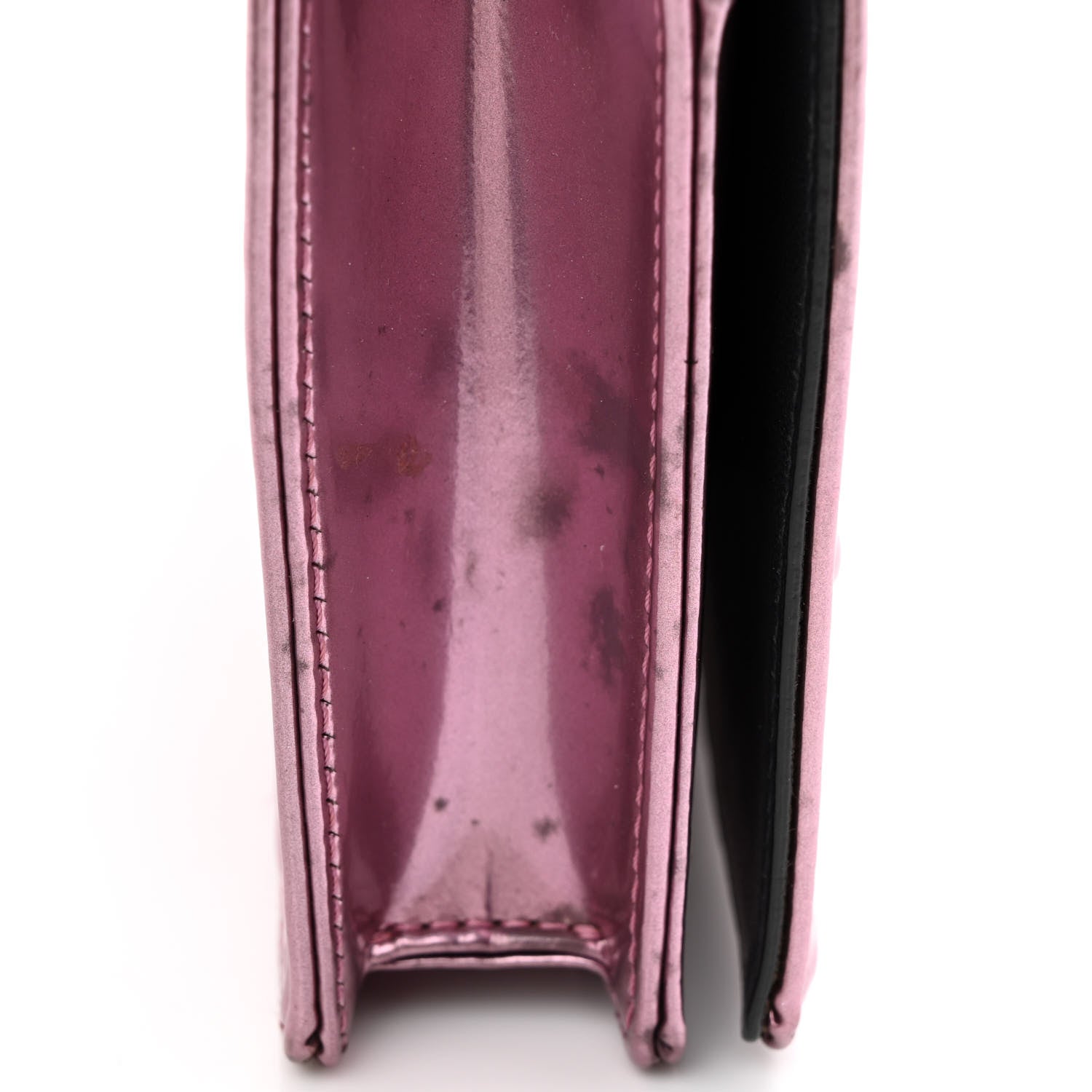 Christian Dior Metallic Patent Micro-Cannage Diorama Wallet on Chain Pouch Pink 20 of 20