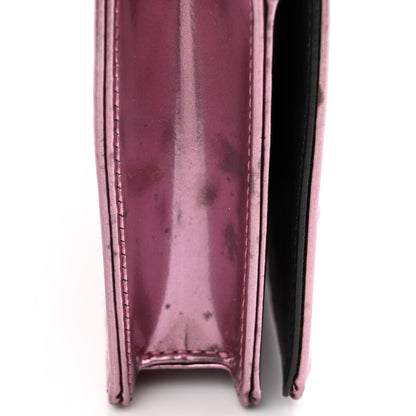 Christian Dior Metallic Patent Micro-Cannage Diorama Wallet on Chain Pouch Pink 20 of 20