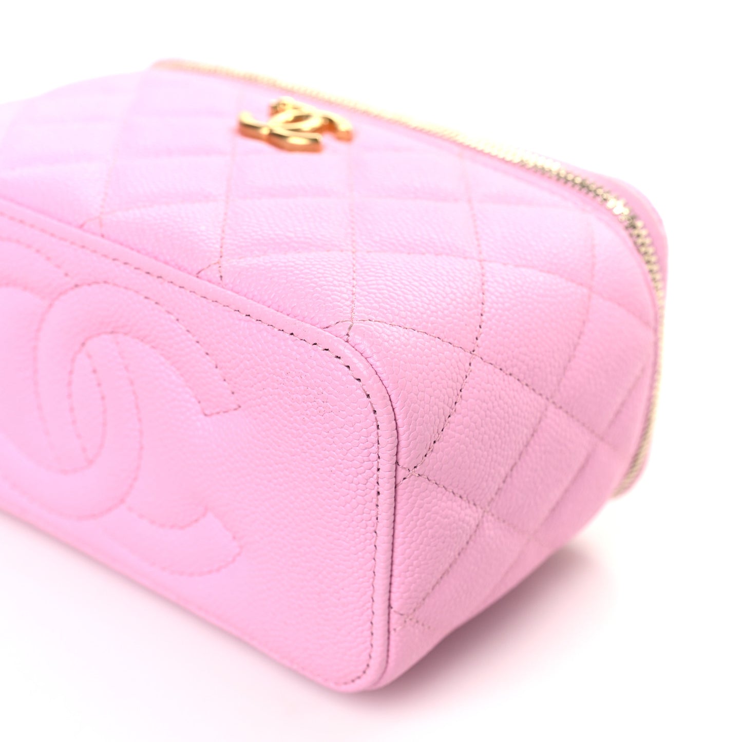 Caviar Quilted Sweetheart Vanity Case Pink