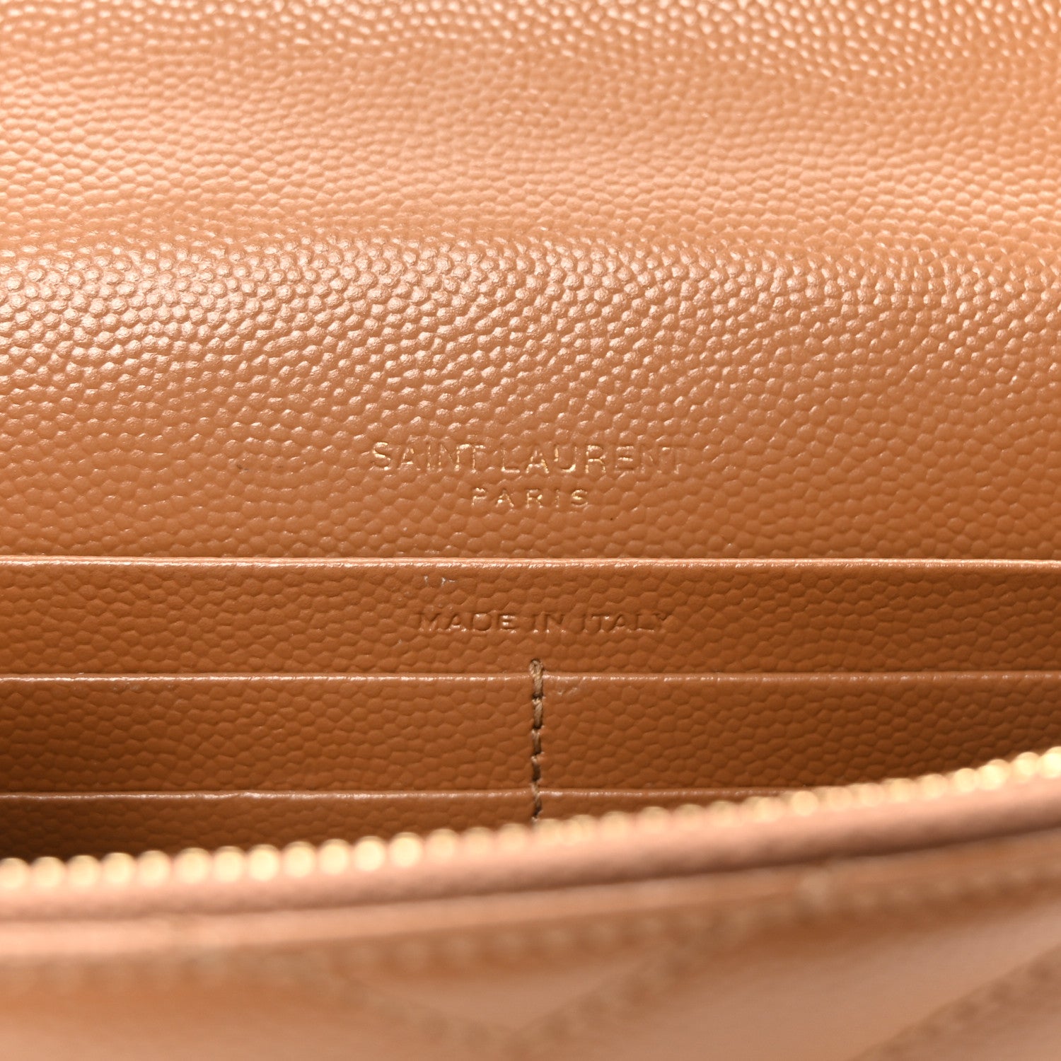 Saint Laurent Grain De Poudre Matelasse Chevron Monogram Envelope Chain Wallet Natural Dark 6 of 9