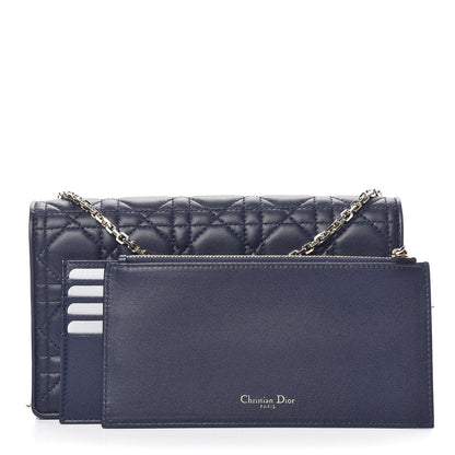 Christian Dior Lambskin Cannage Lady Dior Convertible Clutch Navy Blue 11 of 11
