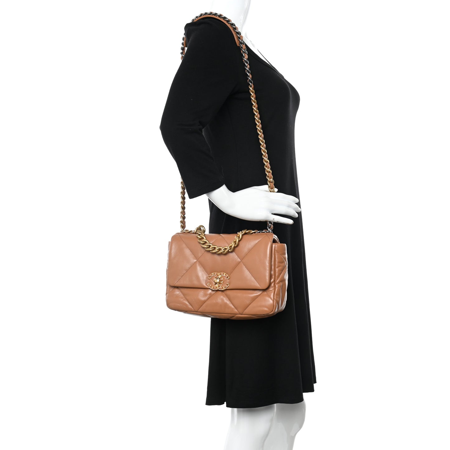 Lambskin Quilted Medium Chanel 19 Flap Brown
