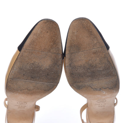 Chanel Goatskin Grosgrain Cap Toe CC Slingback Pumps 38.5 Beige Black 14 of 15