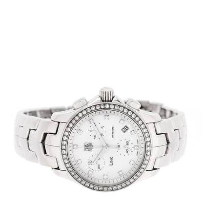 Tag Heuer Stainless Steel Diamond Bezel Mother of Pearl 33mm Link Quartz Watch CFJ1314 2 of 4