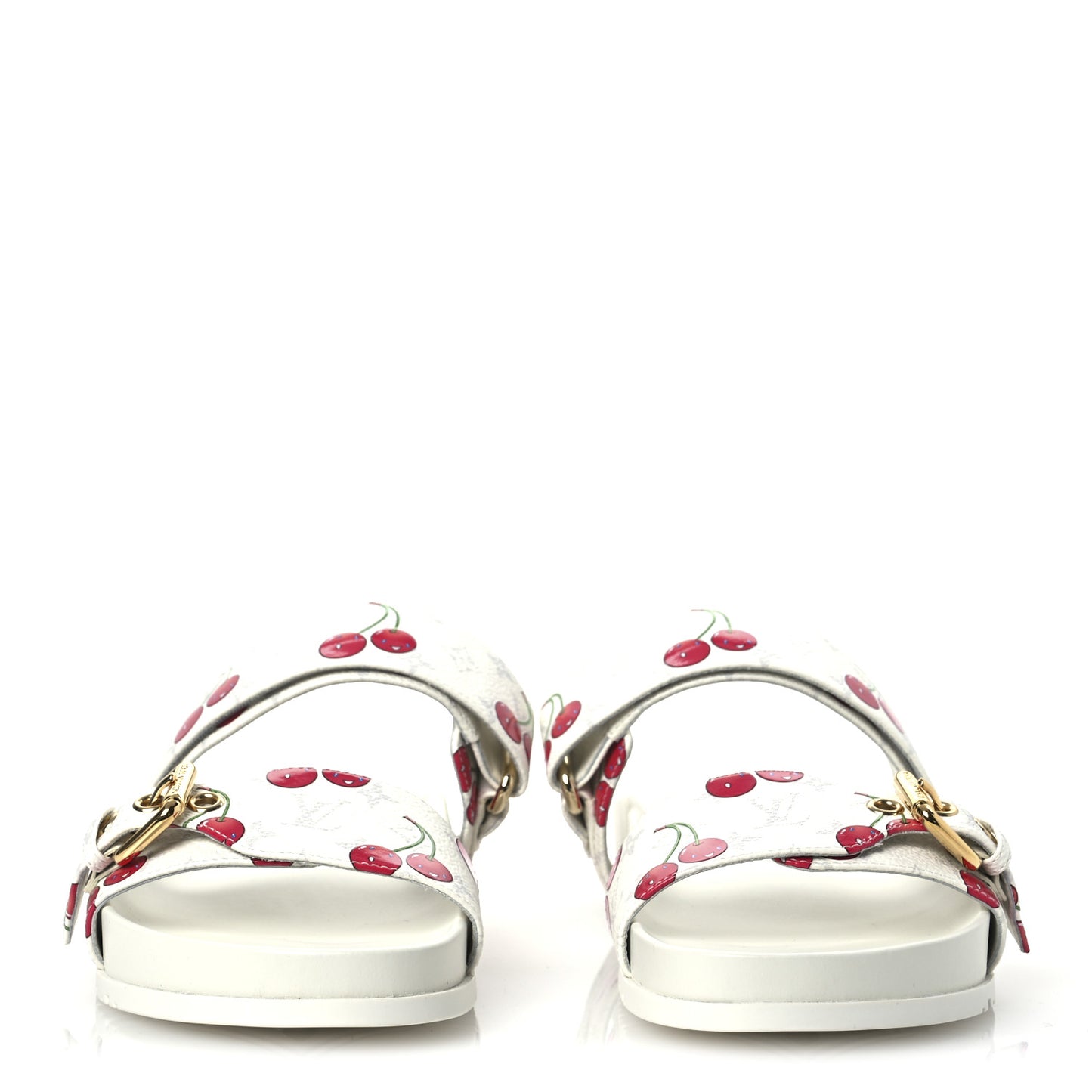 LV X TM Monogram Cerises Bom Dia Comfort Mule Sandals 38 White