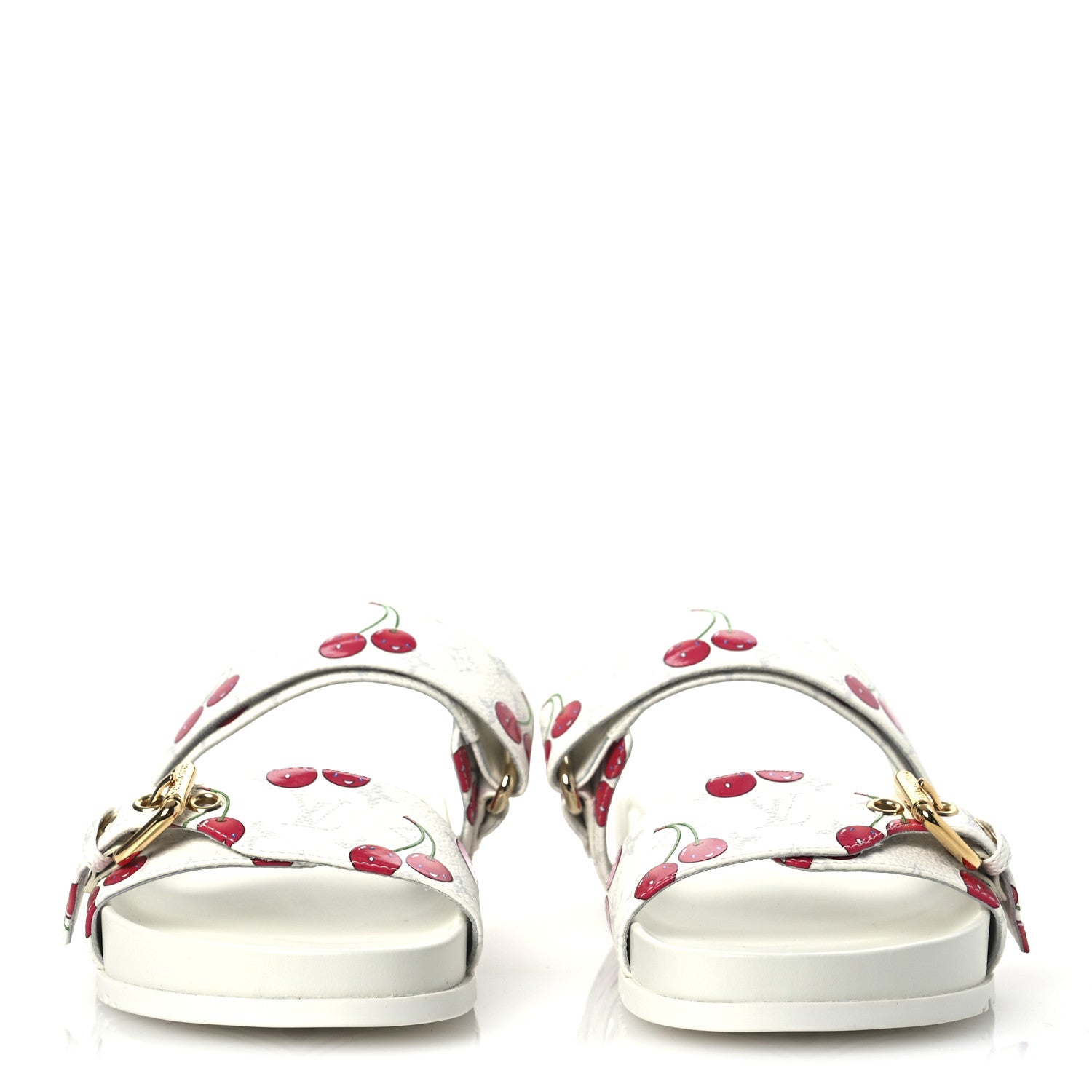 Louis Vuitton LV X TM Monogram Cerises Bom Dia Comfort Mule Sandals 38 White 3 of 11