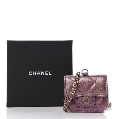 Chanel Iridescent Lambskin Quilted Airpods Pro Case Purple 9 of 9