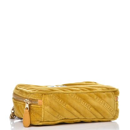 Balenciaga Velvet Logo Matelasse BB XS Reporter Bag Yellow 4 of 6