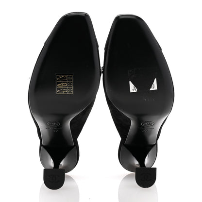 Chanel Suede Grosgrain Crystal Star Mules 37 Black 6 of 11