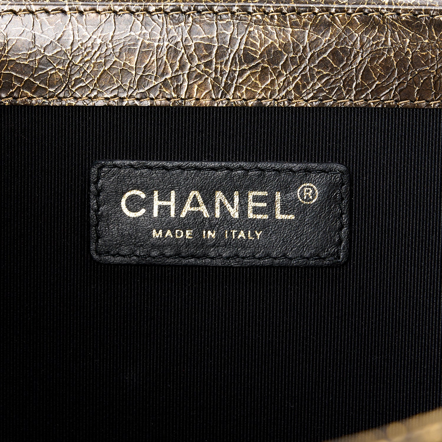 Chanel Cracked Metallic Calfskin Quilted Zip Away Chain Clutch Gold 7 of 13