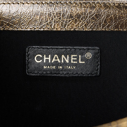 Chanel Cracked Metallic Calfskin Quilted Zip Away Chain Clutch Gold 7 of 13