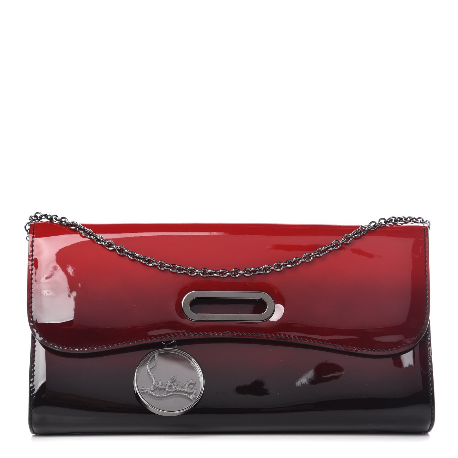 Christian Louboutin Patent Riviera Clutch Black Red 1 of 9