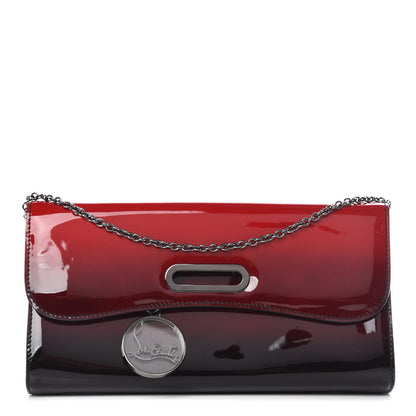 Christian Louboutin Patent Riviera Clutch Black Red 1 of 9