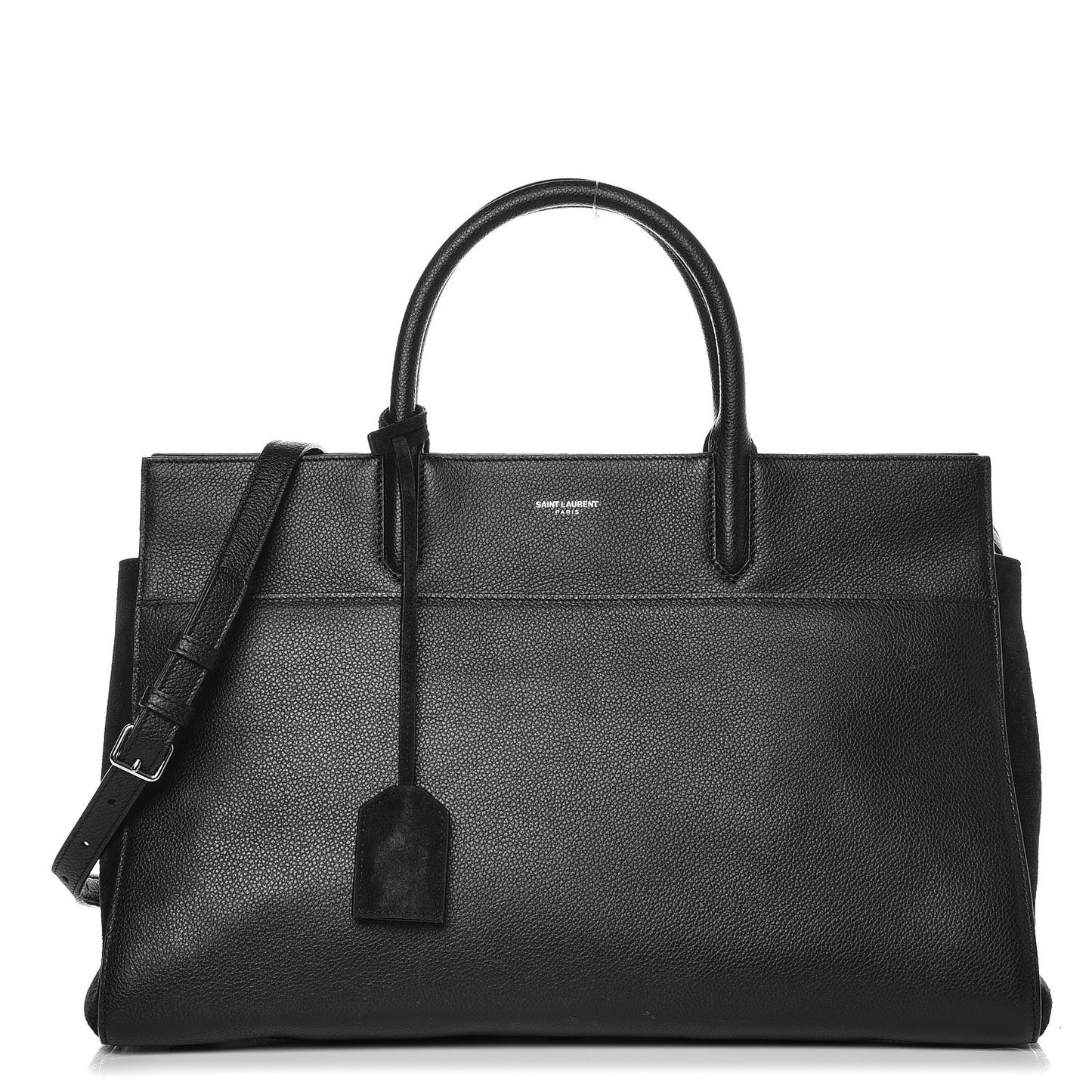 Grained Calfskin Suede Medium Cabas Rive Gauche Black