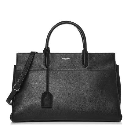 Saint Laurent Grained Calfskin Suede Medium Cabas Rive Gauche Black 1 of 8