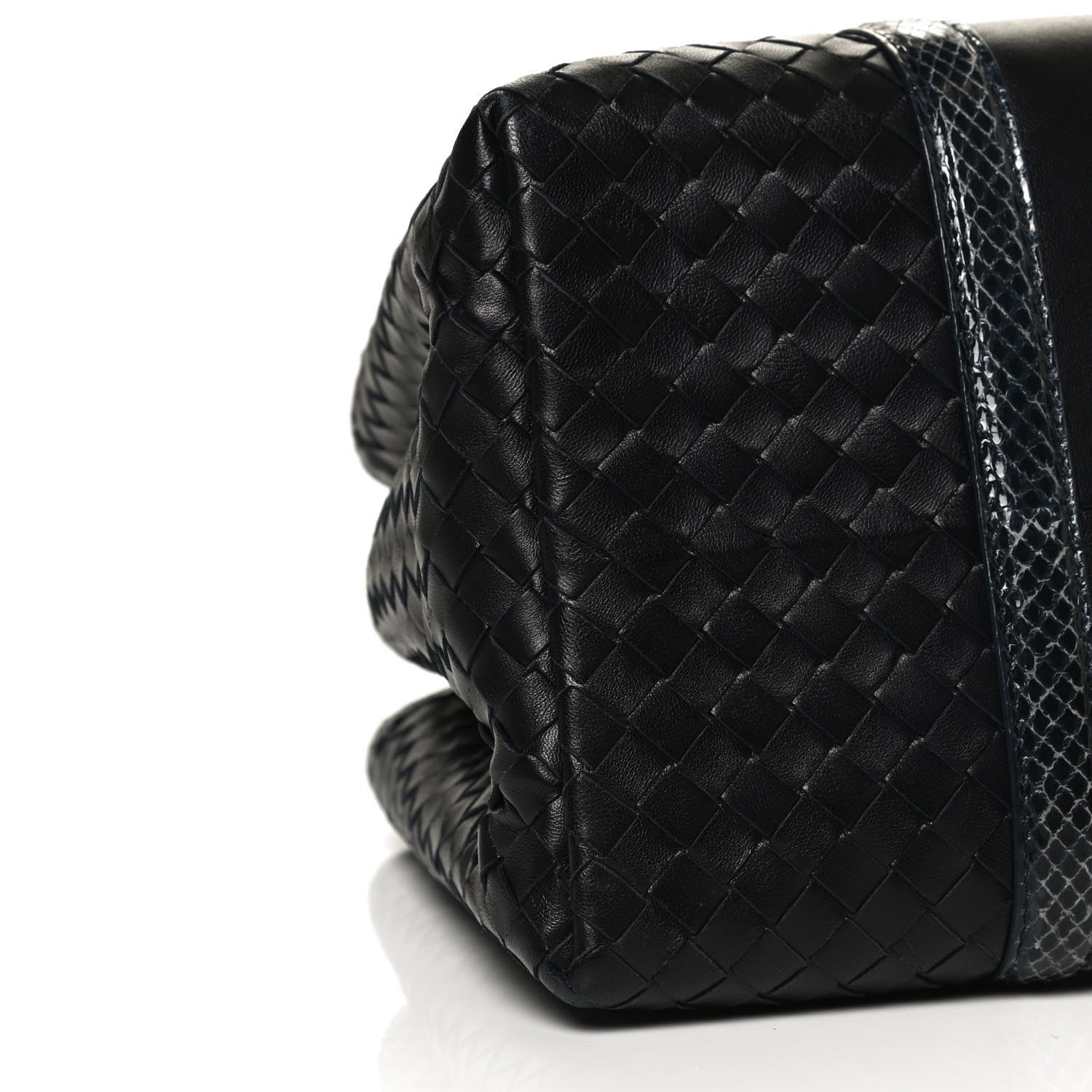 Bottega Veneta Nappa Intrecciato Snakeskin Small Flow Wave Tote Black 10 of 12