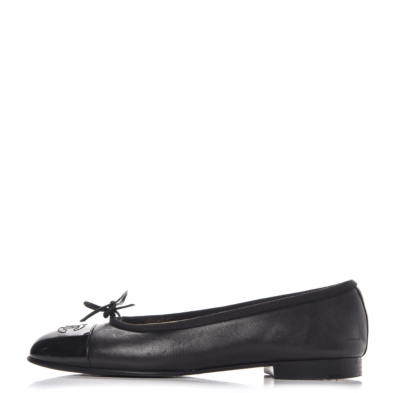Chanel Lambskin Patent CC Cap Toe Ballerina Flats 36.5 Black 1 of 13