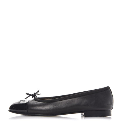 Chanel Lambskin Patent CC Cap Toe Ballerina Flats 36.5 Black 1 of 13