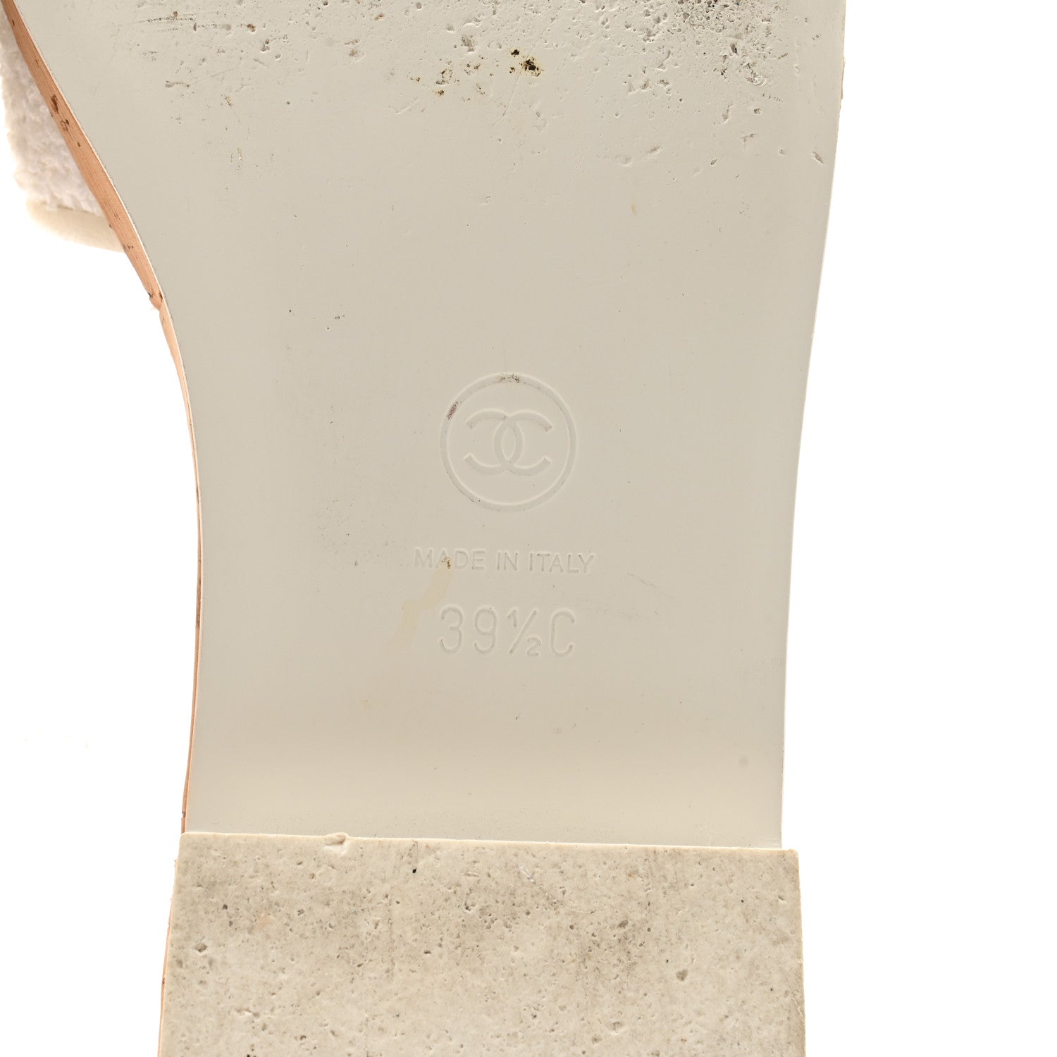 Chanel Tweed Cork CC Chain Mule Sandal 39.5 White 7 of 13