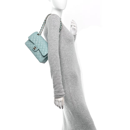 Chanel Caviar Quilted Small Double Flap Light Blue 2 of 10