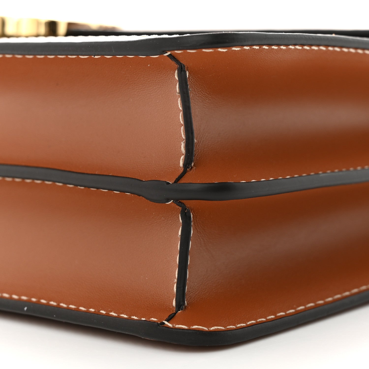 Celine Triomphe Canvas Calfskin Enveloppe Bag Tan 11 of 12