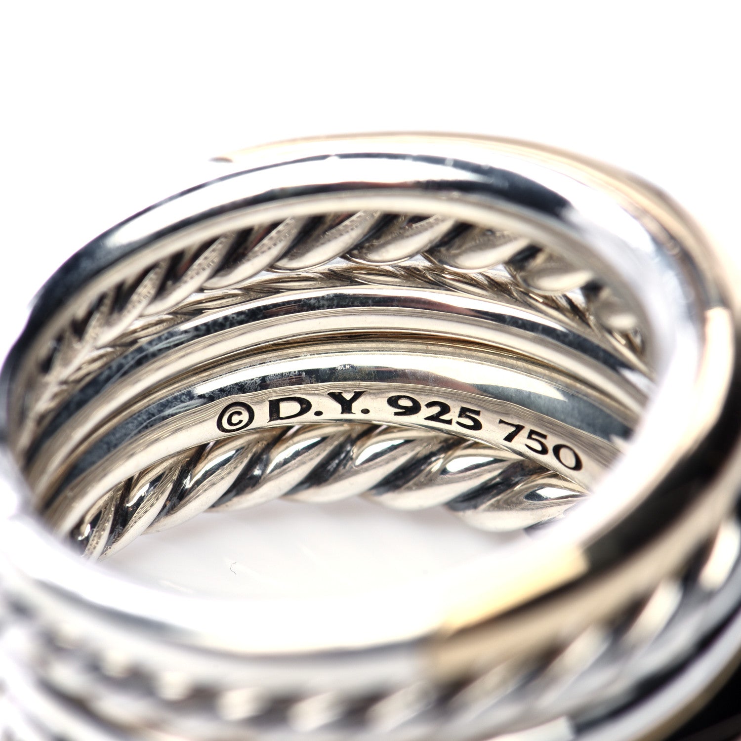 David Yurman Sterling Silver 18K Yellow Gold Wide Pure Form Ring 54 7 6 of 6