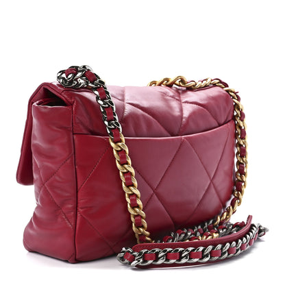 Chanel Goatskin Quilted Large Chanel 19 Flap Dark Pink 3 of 11
