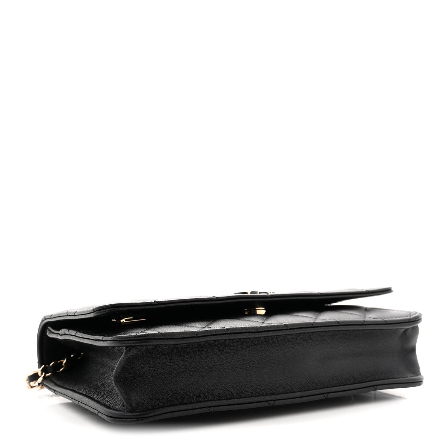 Chanel Lambskin Quilted Enamel CC Wallet On Chain WOC Black 4 of 11