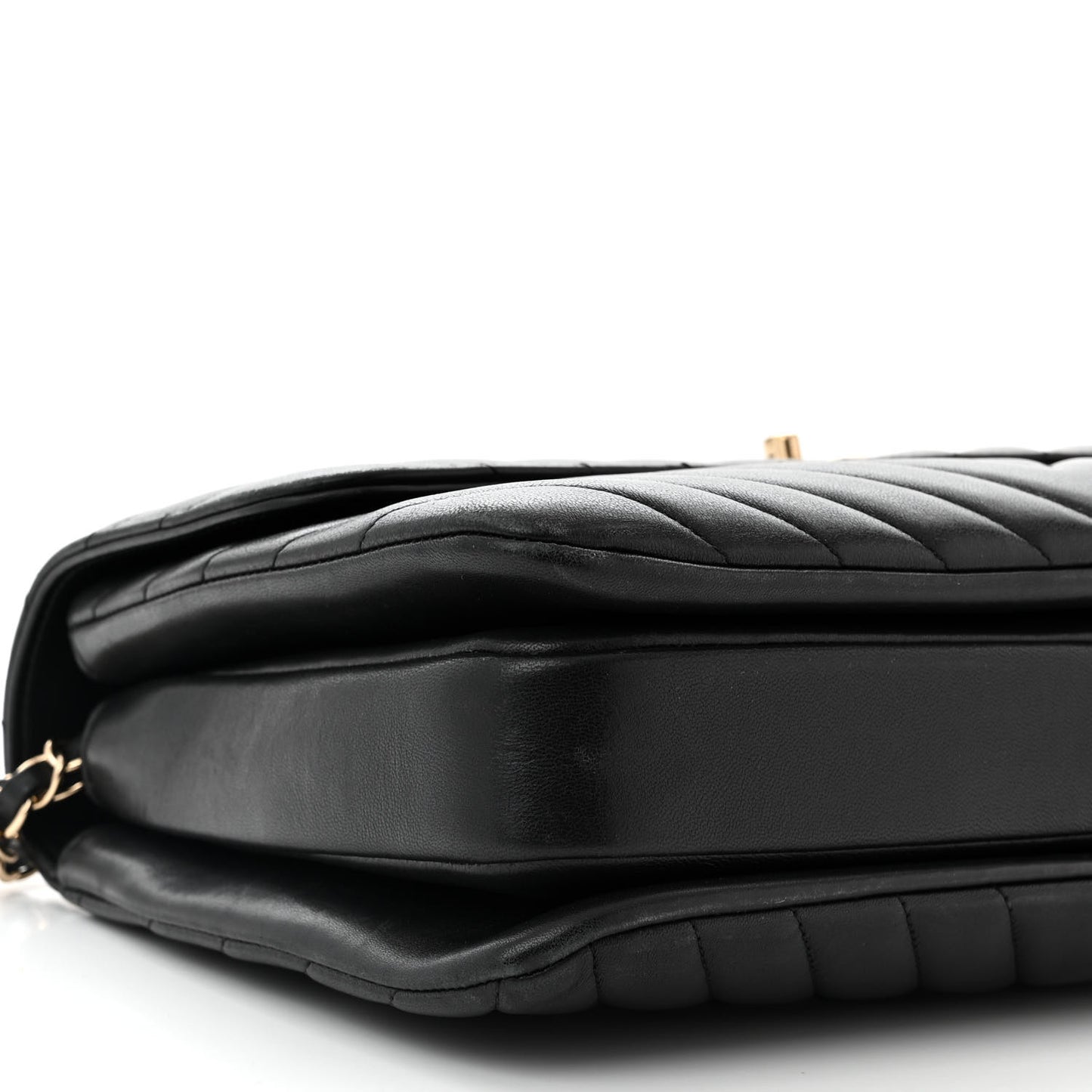 Lambskin Chevron Quilted Medium Trendy CC Dual Handle Flap Bag Black