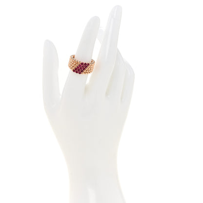 Van Cleef & Arpels 18K Rose Gold Ruby Perlee Coleurs 5 Row Ring 52 6 2 of 5