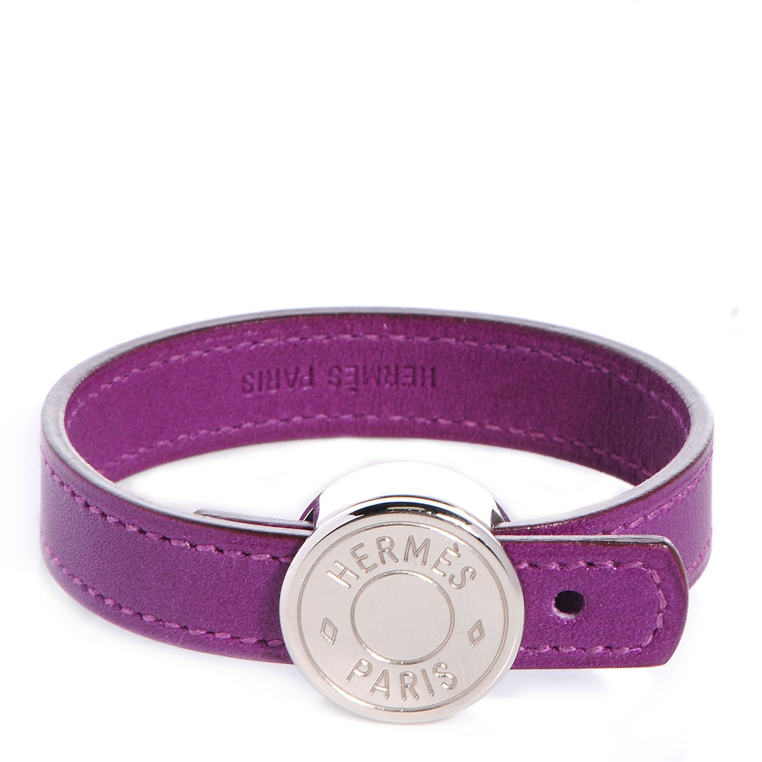 Hermes Tadelakt Chamonix Looping Interchangeable Simple Tour Bracelet Black Violette 1 of 11