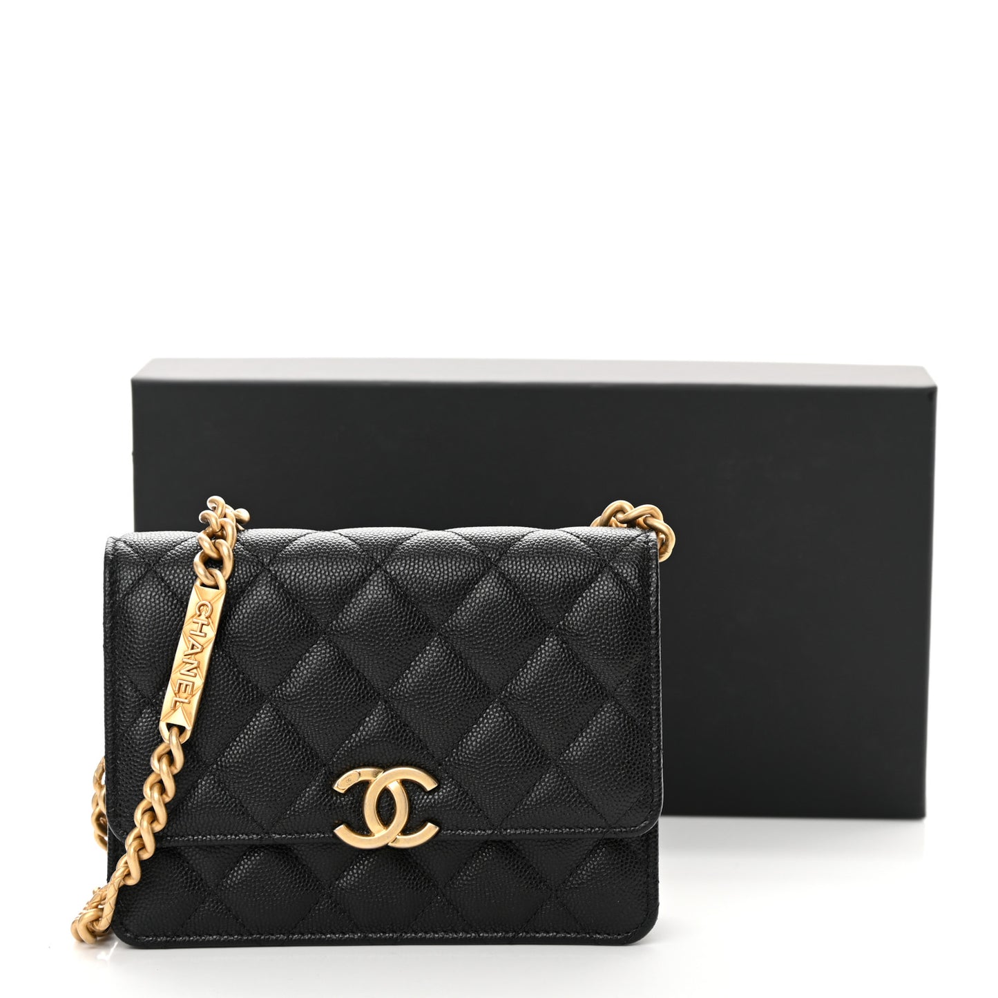Caviar Quilted Mini Bracelet On Chain Wallet On Chain WOC Black