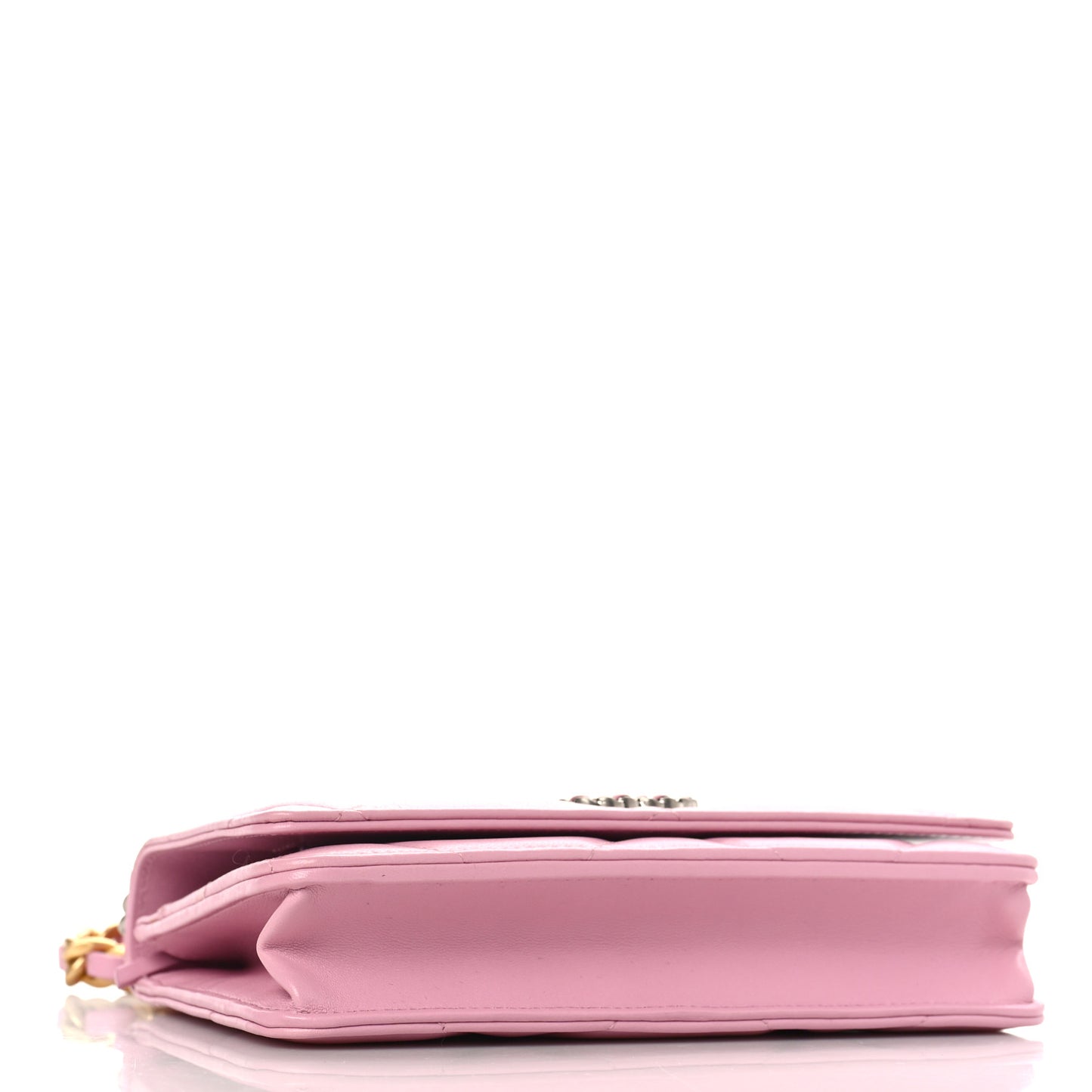 Lambskin Quilted Chanel 19 Wallet On Chain WOC Dark Pink