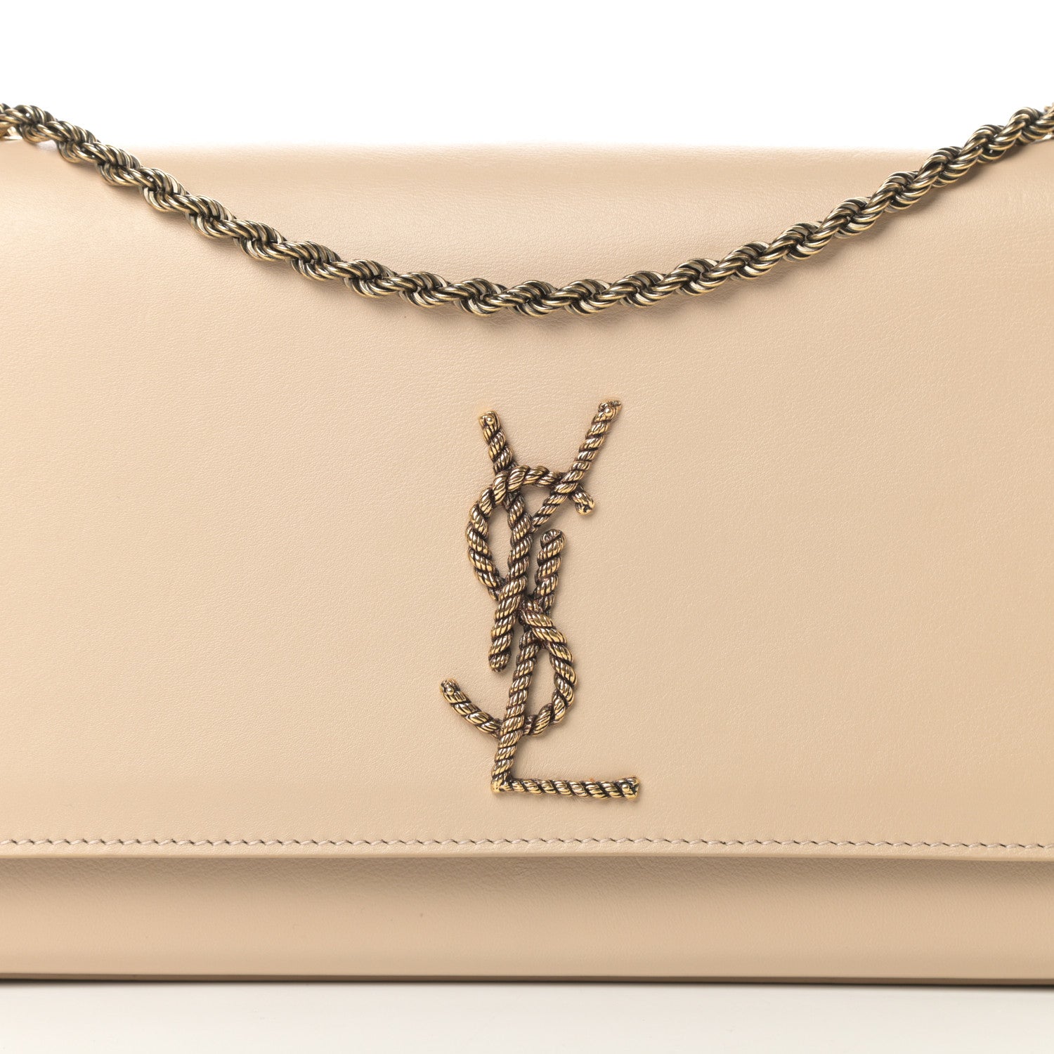 Saint Laurent Smooth Calfskin Medium Braided Monogram Kate Satchel Nude Powder 10 of 12
