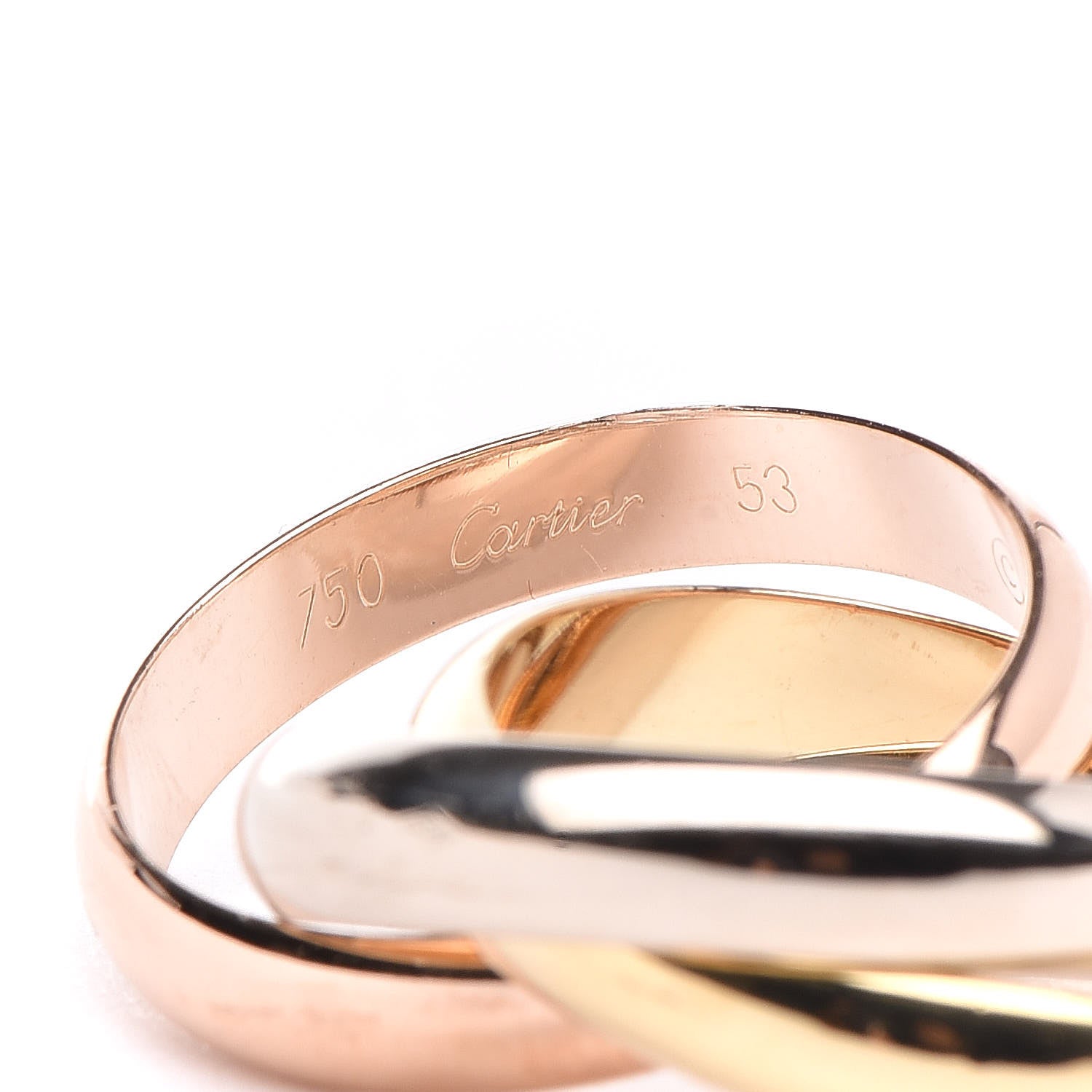 Cartier 18K Pink Yellow White Gold Classic Trinity Ring 53 6.25 5 of 6