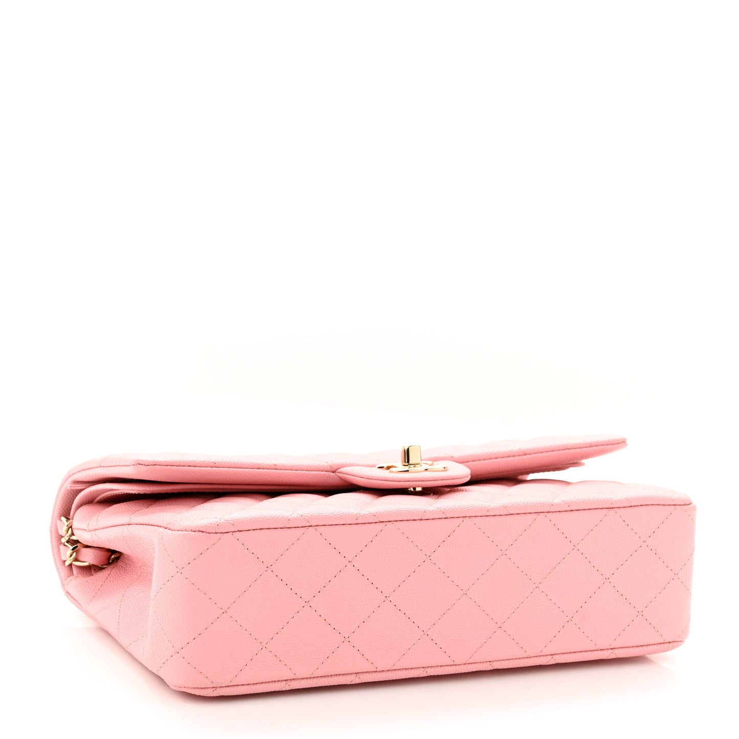 Caviar Quilted Medium Double Flap Pink