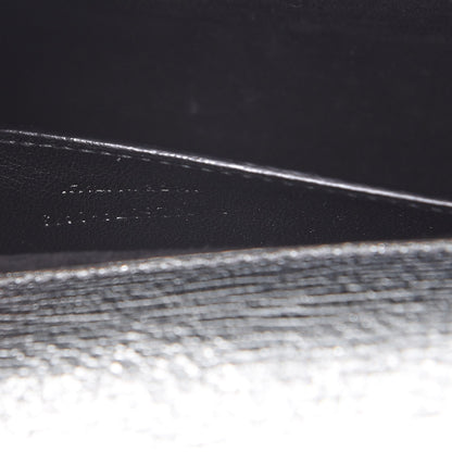 Saint Laurent Textured Metallic Calfskin Classic Monogram Cassandre Clutch Silver 7 of 8