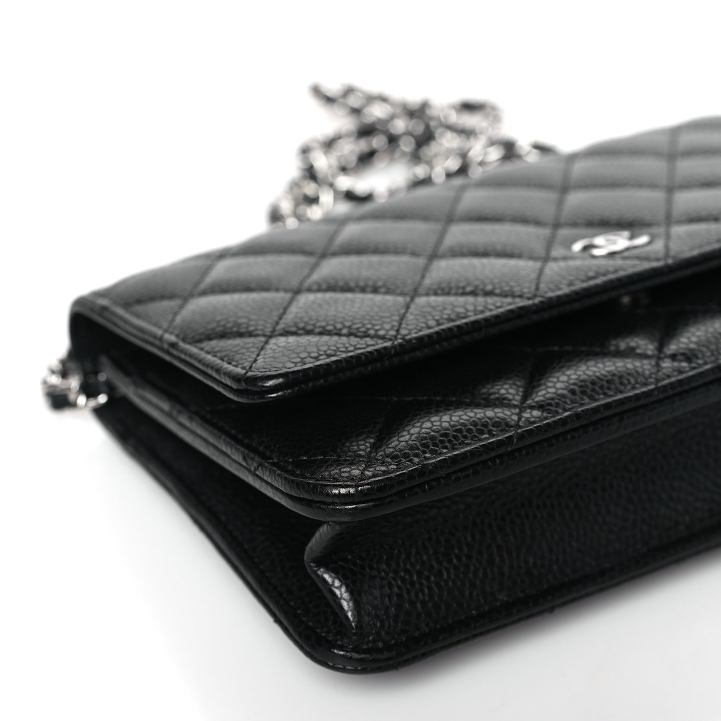 Caviar Quilted Wallet on Chain WOC Black