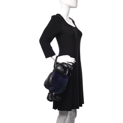 MCM Calfskin Fox Fur Rabbit Zoo Doll Crossbody Black 2 of 10