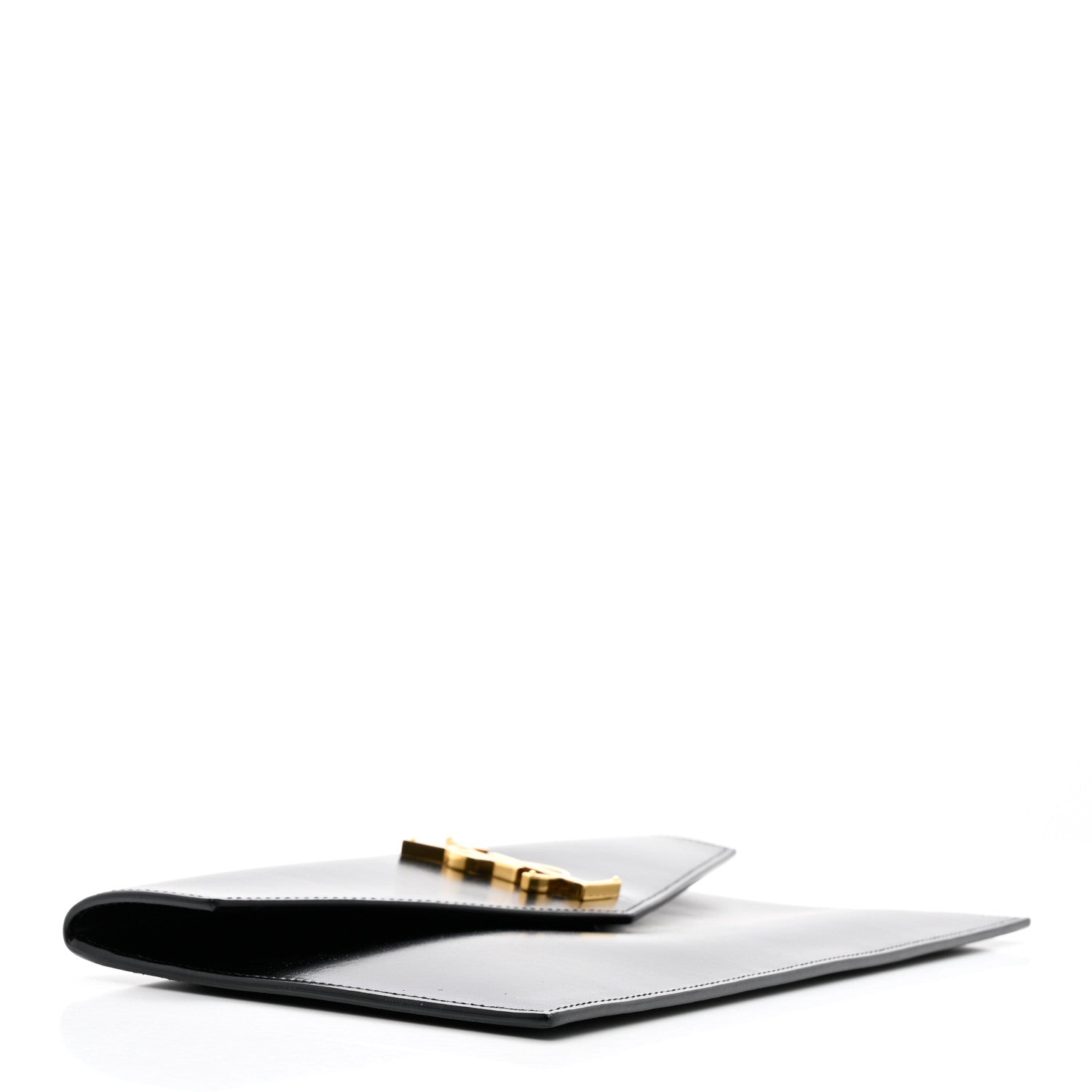 Saint Laurent Smooth Shiny Calfskin Monogram Uptown Pouch Black 4 of 8
