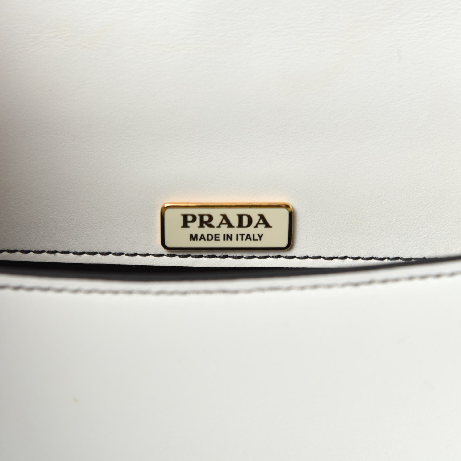 Prada City Calf Pionniere Saddle Bag Black White 8 of 9