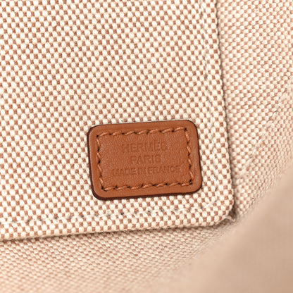 Hermes H Plume Canvas Swift Printed Fantaisie d'Etriers Steeple 28 Bag Fauve Ecru Beige Gold 5 of 9