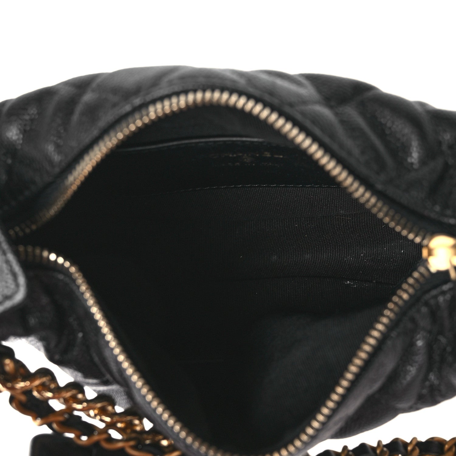 Chanel Shiny Caviar Quilted Bow Pouch Hobo Black 5 of 10