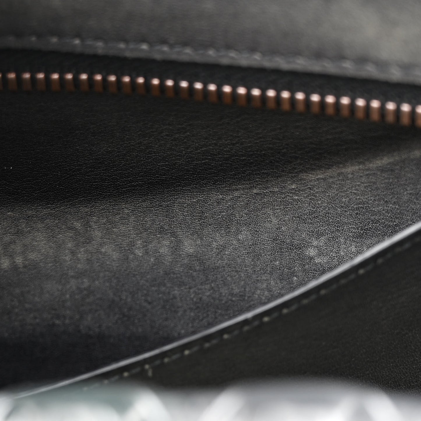 Used Calfskin Rust Hardware Large Top Handle Bag Black