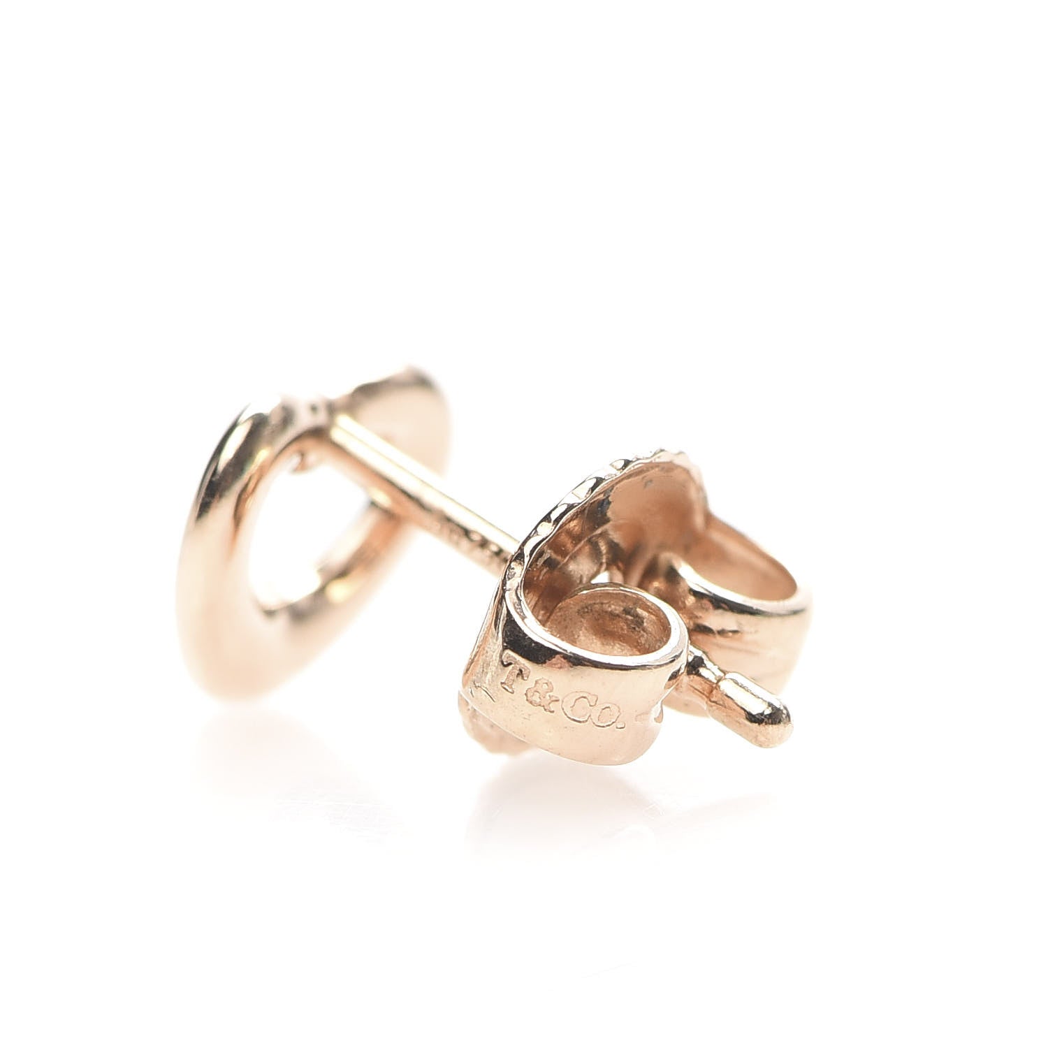 Tiffany 18K Rose Gold 7mm Elsa Peretti Open Heart Earrings 4 of 6