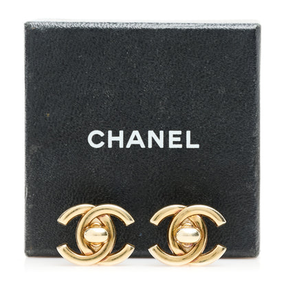 Chanel Metal CC Turnlock Clip On Earrings Gold 5 of 5