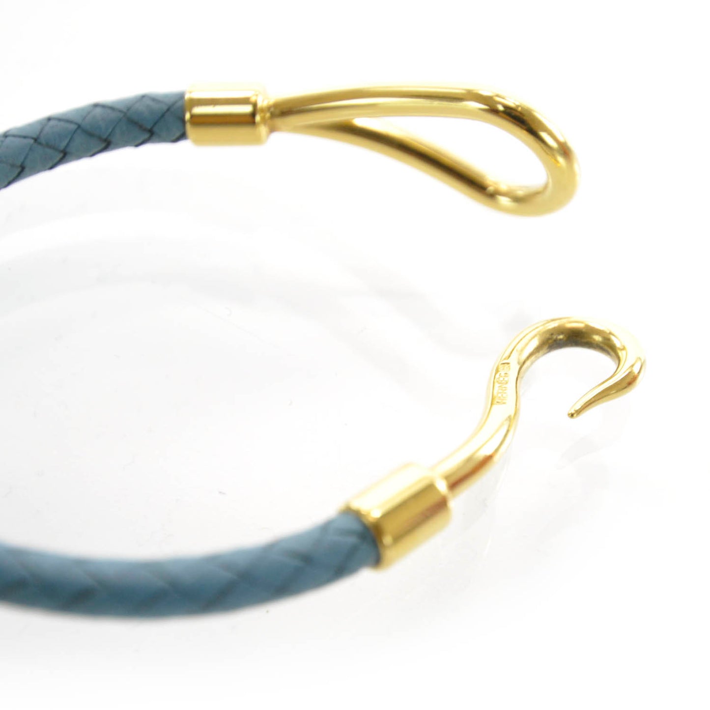 Leather Woven Jumbo Hook Bracelet Bleu