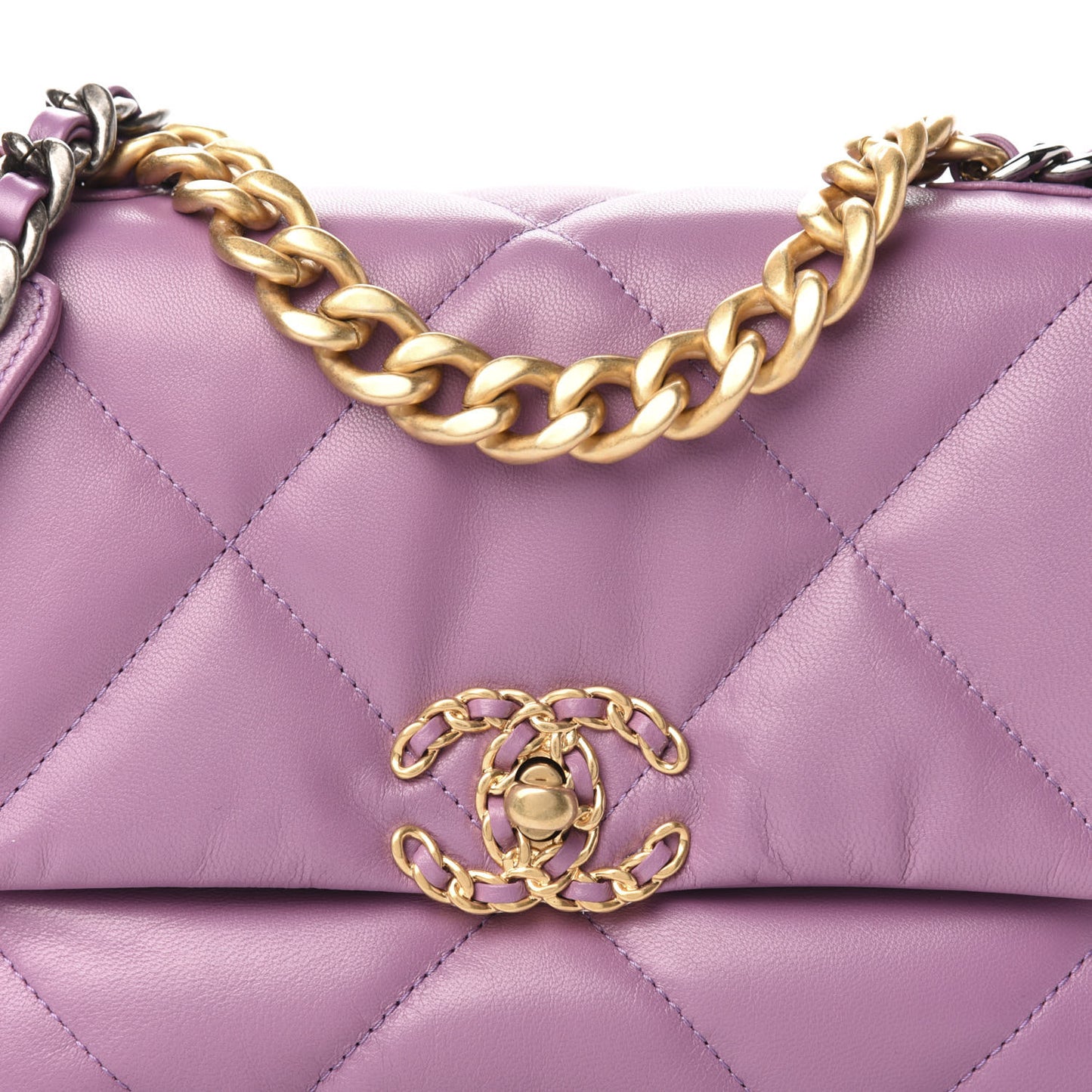 Goatskin Quilted Medium 19 Flap Violet Purple